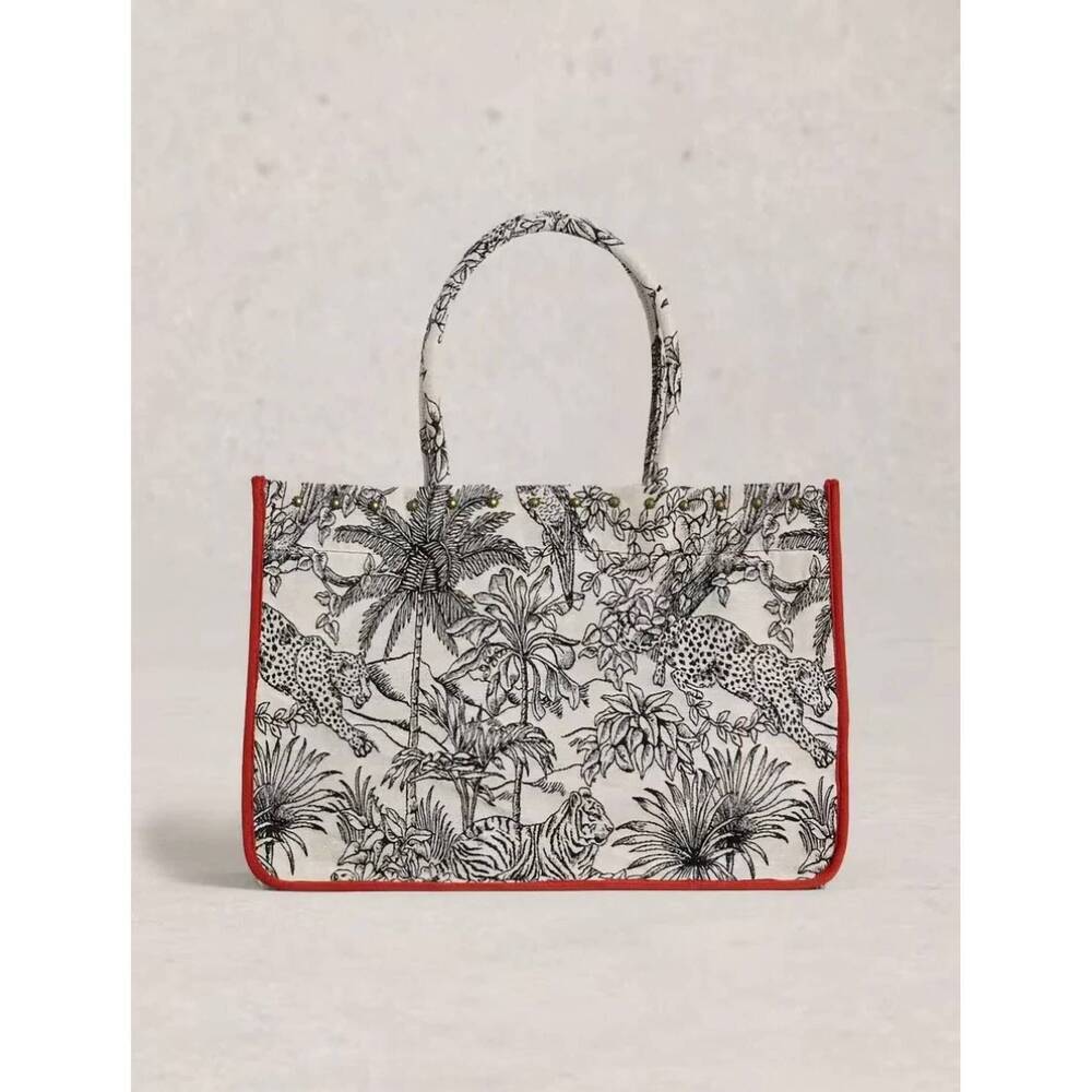 NEW WHITE STUFF women's jasmine jacquard tote bag in ivory print